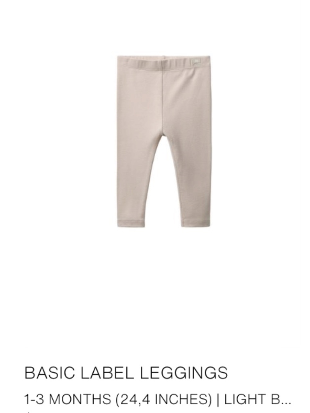 Classic ZARA Baby basic leggings in a soft light beige/cream colour.